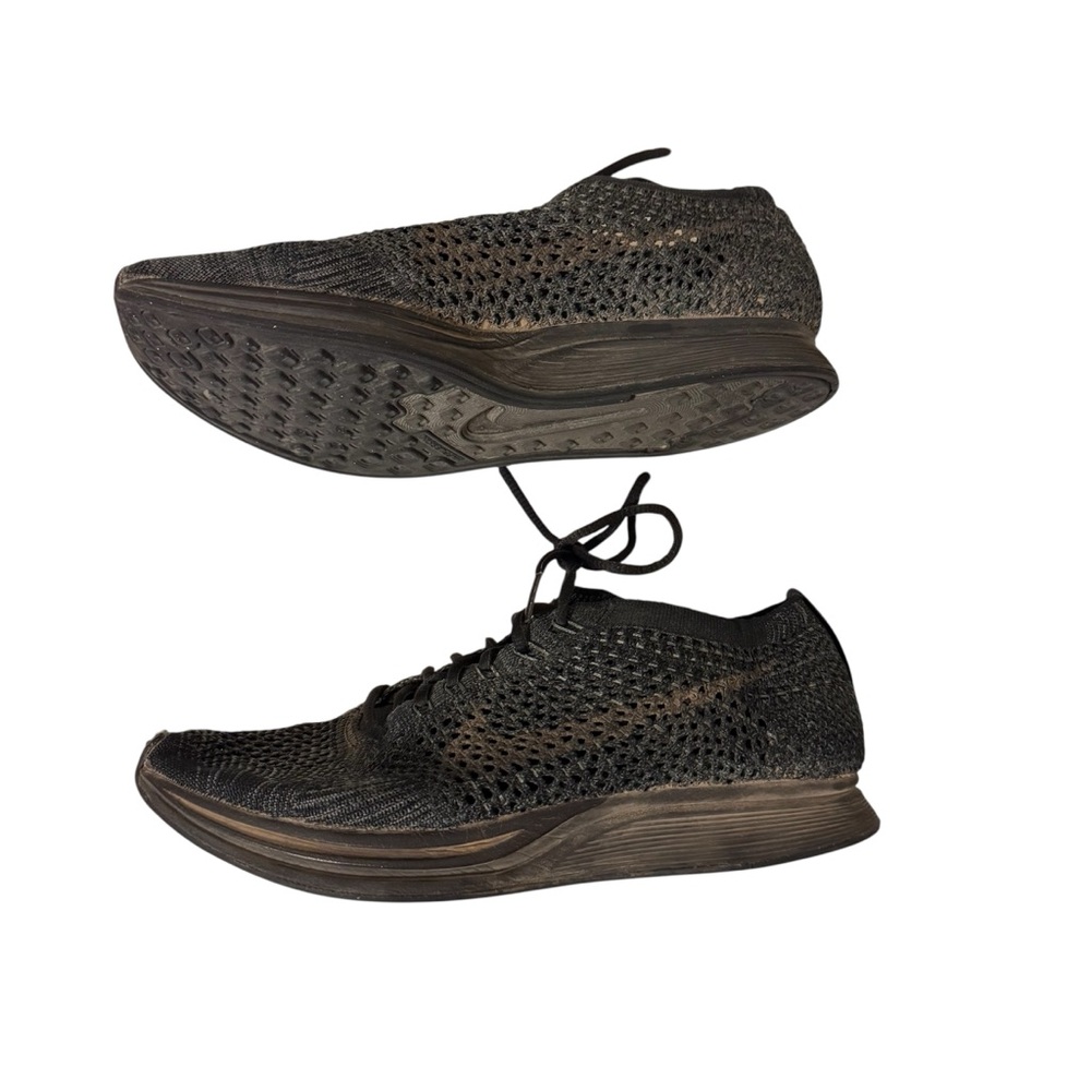 Nike Black Flynit Racer Athletic Shoes with Breathable Knit Upper